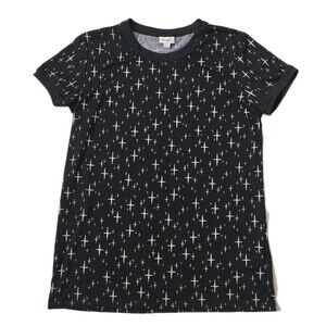 LULAROE Women's Size L T-shirt Top Blouse Black With White Stars New